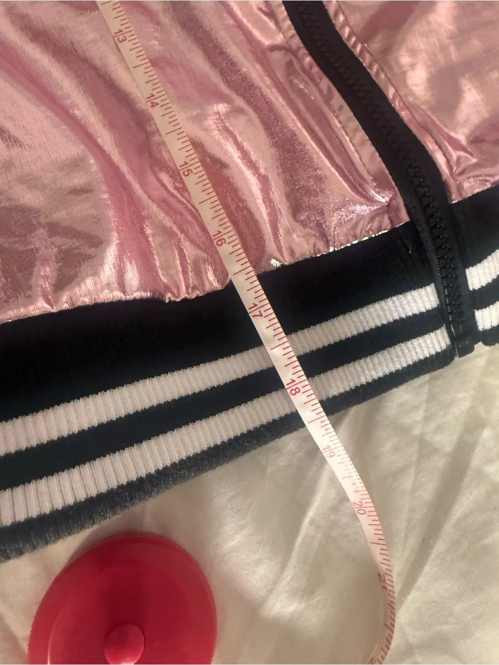 Weissman Girls LC Pink Metallic Bomber Jacket Holographic Dance Cheer Zip Up